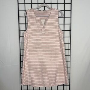 BeachLunchLounge Jaylene Shift‎ Dress Womens Large Pink Striped Sleeveless Linen